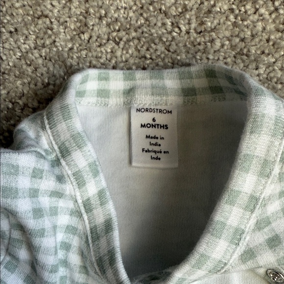 Nordstrom Gingham Kids Footie - Light Gray and White - Picture 2 of 2